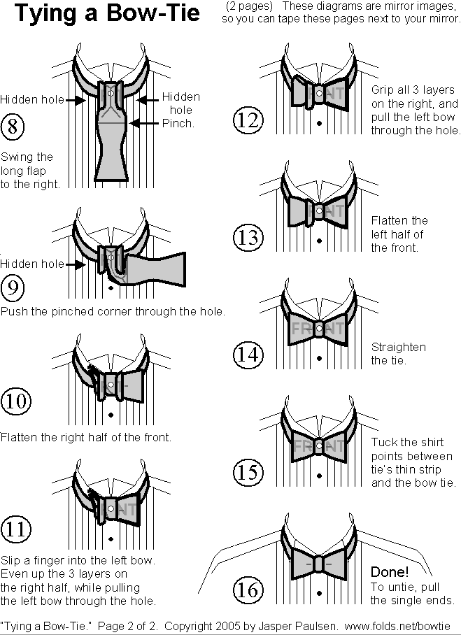 Tying a Bow-Tie:  Steps 8-16